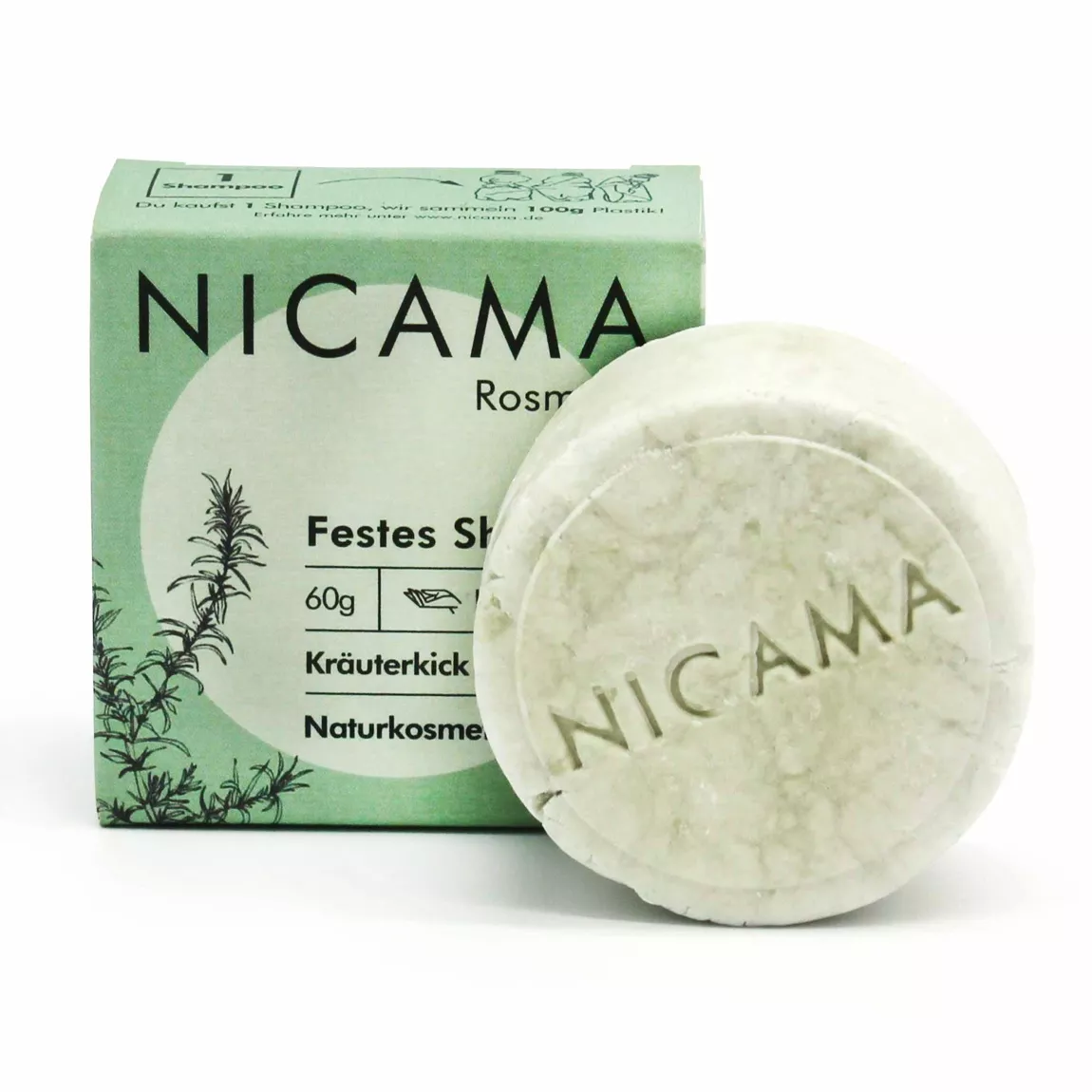 NICAMA festes Shampoo - Rosmarin - 60g