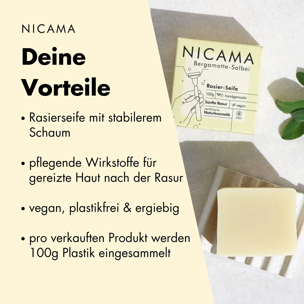 Rasierseife von Nicama Duftnotte Bergamotte